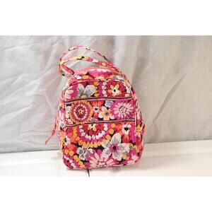 Vera Bradley Lunch Bag Pixie Blooms Pattern 9" Insulated Zip Top w/ Pockets Pink